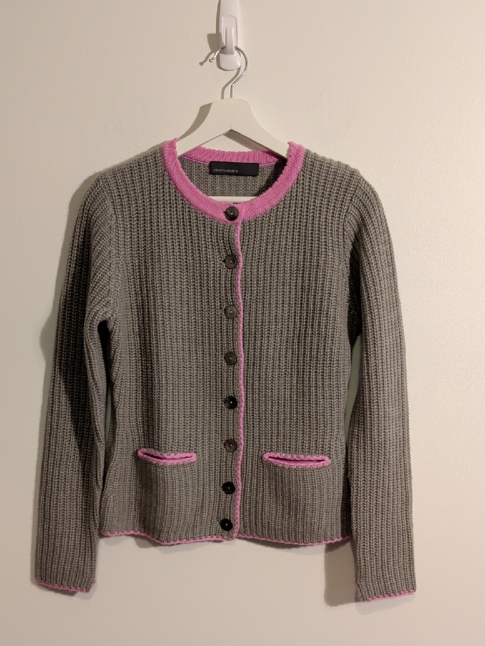 PIERRE CLAIRE cashmere & wool traditional cardigan - size medium